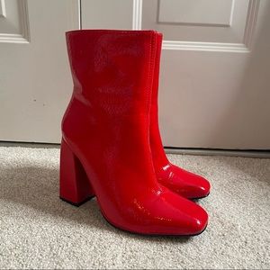 Cape Robbin Red Faux Leather Booties - Size 5.5